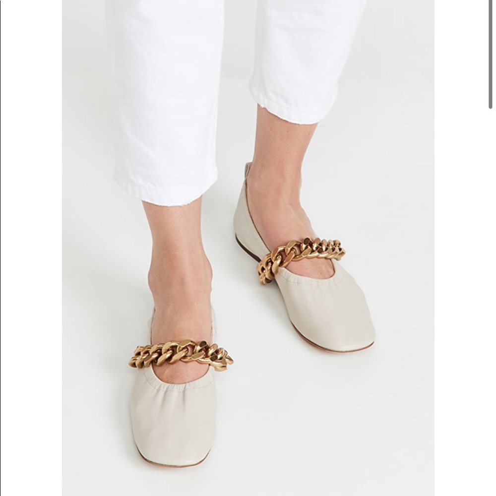 Stella McCartney Falabella Chunky Chain Ballet Flats- Cream